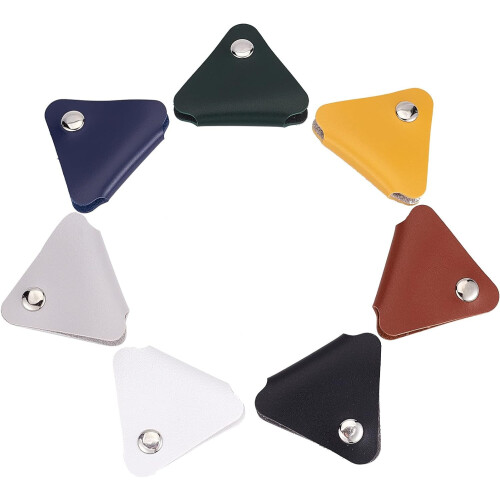 7PCS7Colors Δερμάτινα Κλιπ Οργανωτή Καλωδίου με Κουμπιά Αλουμινίου, Συμβατά με USB,