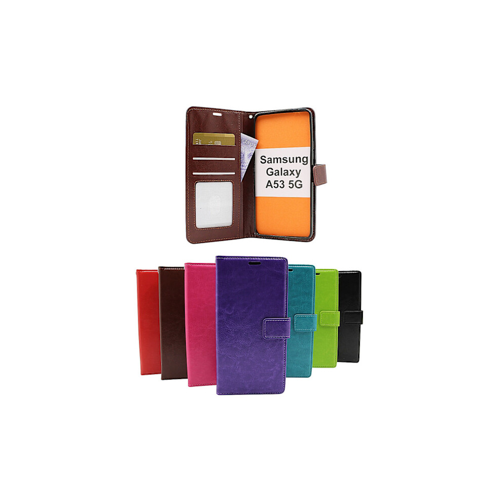 Crazy Horse Wallet Compatible With Samsung Galaxy A53 5G (A536b) Hotpink 9395123484204