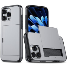 Kompatibel med iPhone16Pro Max cover hybrid kortholder grå