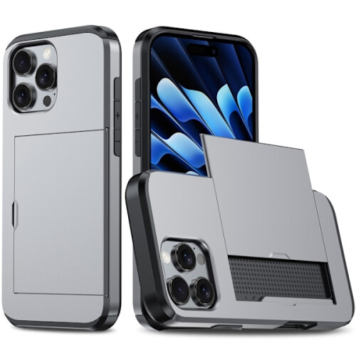 Kompatibel med iPhone16Pro Max cover hybrid kortholder grå