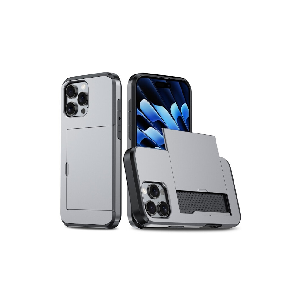 Compatible With Iphone 16 Pro Max Case Hybrid Card Slot Grey 9395123484396