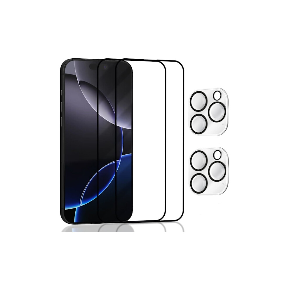 2-Pack Compatible With Iphone 16 Pro Max Screen Protector & 2-Pack Lens Protector - Tempered Glass 9H - Super Quality 3D 9395123484402