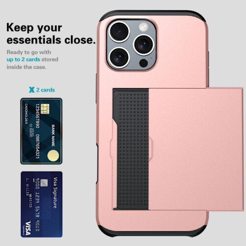 Kompatibel med iPhone16Pro Max cover hybrid kortholder grå 2