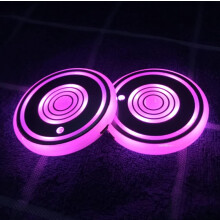 LINLIN Auto Kopholderunderlag, 2 stk. LED Bilunderlag med 7 Farver Lys, USB Opladning Kopmåtte Kompatibel med Drikketilbehør