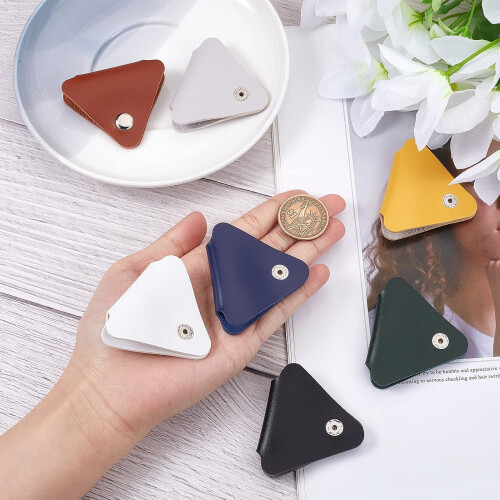7PCS7Colors Δερμάτινα Κλιπ Οργανωτή Καλωδίου με Κουμπιά Αλουμινίου, Συμβατά με USB, 2