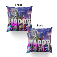 Gelukkig Nieuwjaar 2025 Sierkussenhoes 12*12 inch Buitendecoratie Feestdagen Decoratieve Sierkussenhoes voor Woonkamer Bank Huisdecoratie