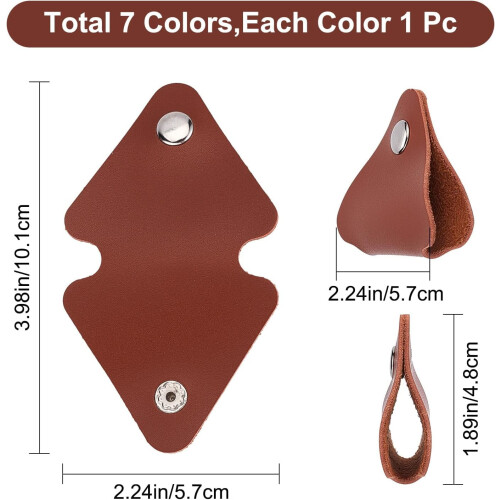 7PCS7Colors Δερμάτινα Κλιπ Οργανωτή Καλωδίου με Κουμπιά Αλουμινίου, Συμβατά με USB, 1