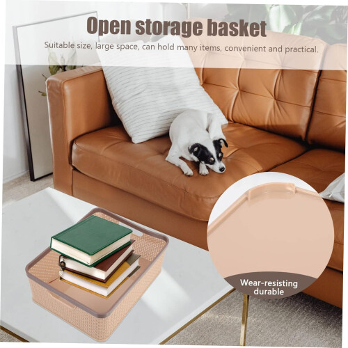 Stackable Storage Bin with Hollow Handles Desktop Organizer Basket for Office Kitchen Bathroom 1