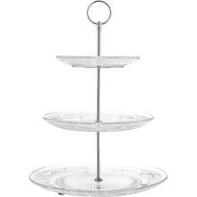 Soporte de servicio de 3 niveles Royalty Art (vidrio) - Vajilla elegante para aperitivos, pasteles y dulces - Duradero y reutilizable - Plateado