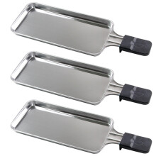 Lot de 3 plaques de cuisson rectangulaires antiadhésives en acier inoxydable, idéales pour le barbecue ou les barbecues.