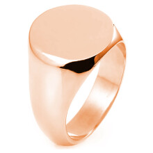 Bague chevalière classique en argent sterling, ronde, plate et polie.