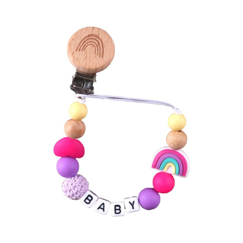 Giyblacko HangsRainbow Beechs Ξύλινη Αλυσίδα Πιπίλας Comfort με Κλιπ Ξύλου, Αλυσίδα Πιπίλας 1