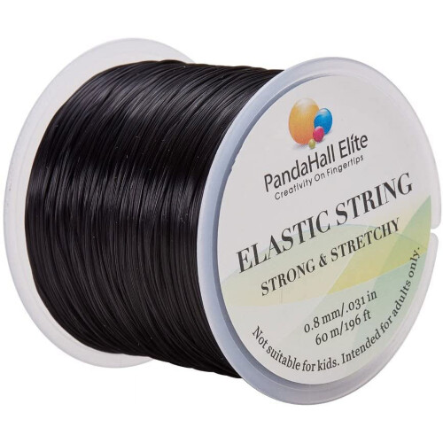 1Roll 0.8mm Black Elastic Stretch Polyester Jewelry Bracelet Crystal String Cord (60m/Roll) 1