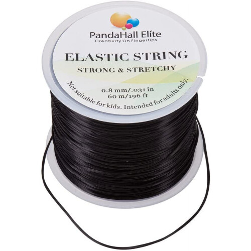 1Roll 0.8mm Black Elastic Stretch Polyester Jewelry Bracelet Crystal String Cord (60m/Roll) 2