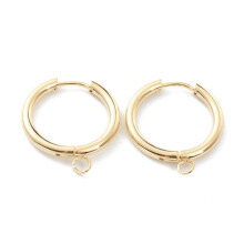 Boucles d'oreilles créoles Huggie en acier inoxydable 316 (10 pièces) avec boucle horizontale, tige en acier chirurgical 316, plaquées or 24