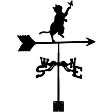Metal Cat and Butterfly Weather Vane Stainless Steel Garden Wind Vane Roof Mounted Wind Direction Indicator