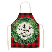Generiske juleforklær Buffalo Rutete Rutete Forkle Justerbart Stoff Rød Retro Gingham Elg Forkle Til Julefest Matlaging Kjøkken Baking