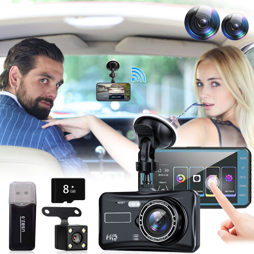 Wireless Android Auto Screen 4" Full HD Touchscreen w/ 4K Dash & Backup Cam | Compatible with ABS, Black, Akmoler 2
