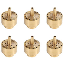 Conjunto de 6 bicos para fonte, coluna de latão com jato multidirecional para lago, aspersor de água para jardim (3/4 de polegada)
