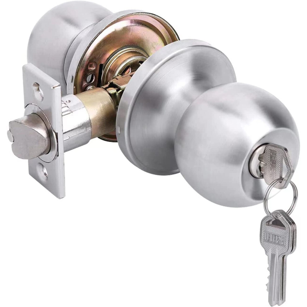 Doorknob, Entry Doorknobs Lock With Keys, For Front Door, Exterior And Interior Doors, Satin Nickel Finish,Satin Nickel 9071309632743
