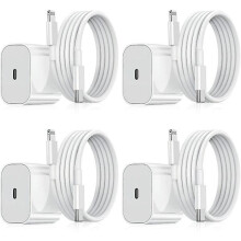 Kompatibel med iPhone-lader - hurtiglader - adapter + kabel 20W USB-C hvit 4-pakning