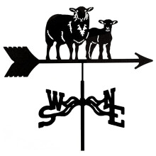 Weather Vane Metal Garden Weather Vane with Two Sheep Retro Design Wind Direction Indicator Outdoor Wrought Iron Roof Decor