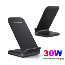 IC Trådlös Laddare 30W - kompatibel med SAMSUNG - kompatibel med IPHONE - SNABBLADDNING - Qi 30W Svart