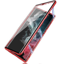 Ag luí le Samsung Galaxy S24Plus - Cás Cosanta Ultra Dearg