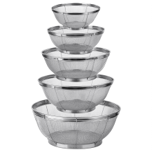 Lot de 5 passoires de cuisine, en acier inoxydable, à mailles fines, idéales pour les pâtes, le riz et les fruits.
