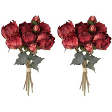 1/2 bukett europeiske kunstige peonblomster silke falske blomster 18 stk falske blomster brudebukett til bryllupsdekorasjon hjemme