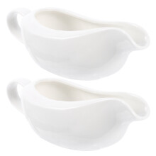 2Pcs Ceramic Gravy Boats With Handle Gravey Sauce Cup Container Porcelain Sauce Dish Western Pourer For Gravy Sauce Vinegar 130ml
