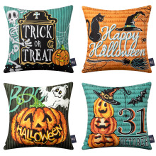 Coussin décoratif Phantoscope Collection Halloween, 45 x 45 cm, citrouille orange, lot de 4