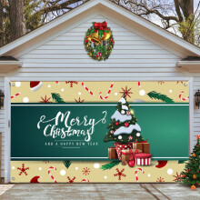 Décoration de Noël pour garage : tarte suspendue en tissu avec fond festif, tapisserie en tissu