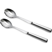 Soro Essentials 2-Pack Stainless Steel Slotted Serving Spoon with Hollow Handle, Mirror Polished, Elegant Design for Kitchen, Buffet, Restaurant