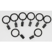 Urbanest 1" Metal Curtain Rings With Clips, Set of 40, Black