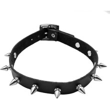 Jewelry, Gothic Punk Leather Necklace Choker Spike Rivet Necklace Genuine Leather Choker Black