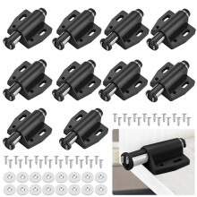 10-pack magnetic door openers magnetic catch furniture spring lock magnetic closing push to open magnet push lock for cabinet doors (black) Black