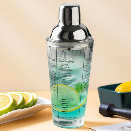 Γυάλινο σέικερ για κοκτέιλ 400ML - Καπάκι από ανοξείδωτο ατσάλι, Διαφανές, Ανθεκτικό 2