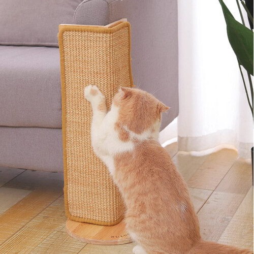 20.5" Tall No Drilling Wall Sofa Couch Corner Cat Sisal Scratcher,Scratching Post,Replaceable Sisal Scratch Pad Mat, Couch Protector