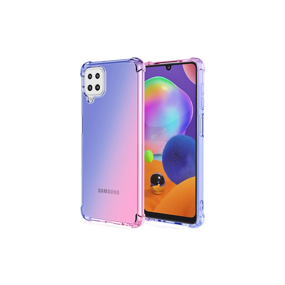 Compatible With Samsung Galaxy A22 4G - Shockproof Stylish Silicone Case Blue/Pink 9083649916698