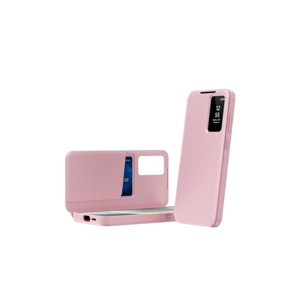 Compatible With Samsung Galaxy S22 5G Case With Smart View Window And Card Slot Pink 9083649916629