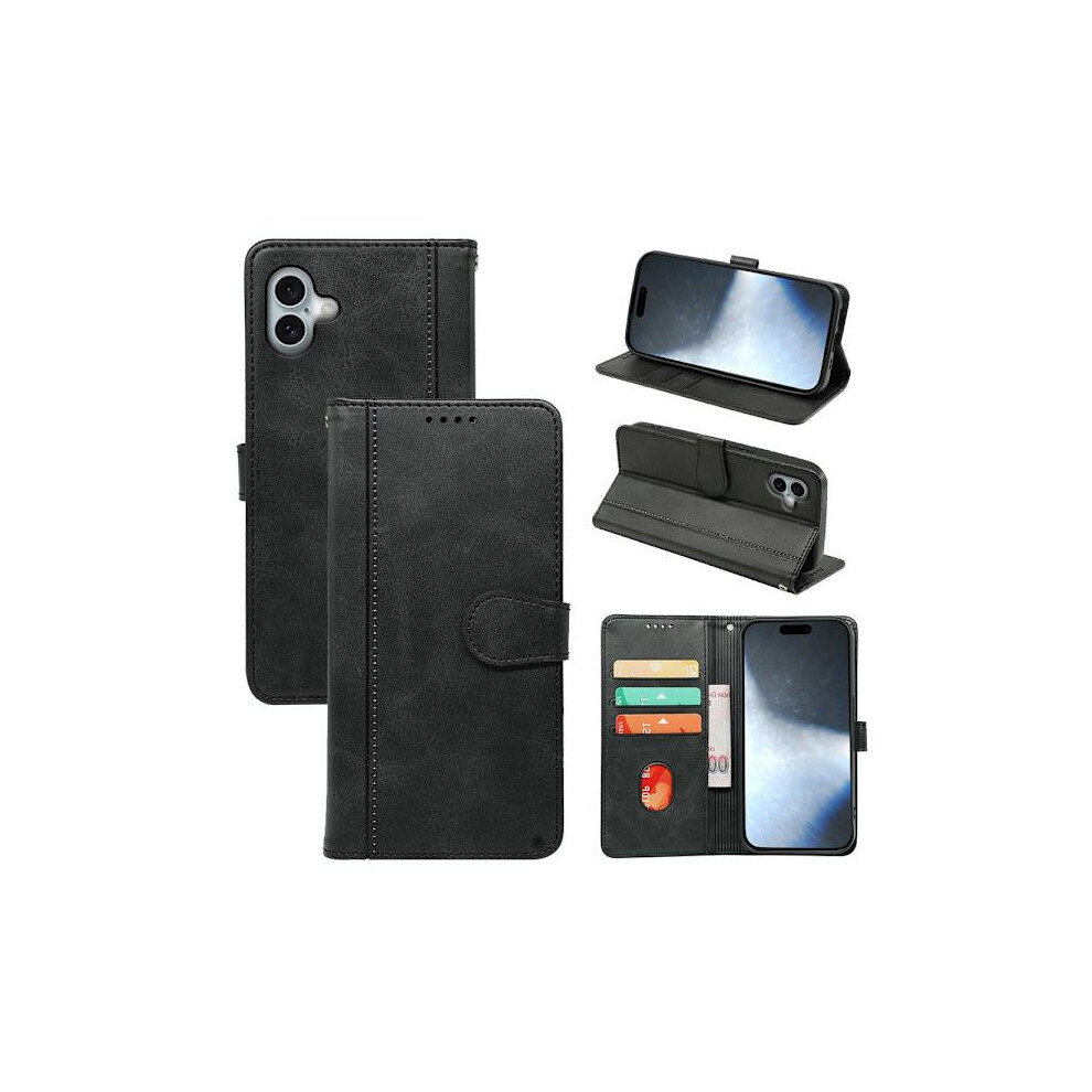 Skalo Compatible With Iphone 16 Plus Wallet Case In Pu Leather - Black 9083649916810
