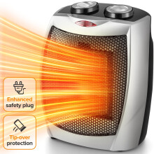 Compact 950W/1500W Space Heater with Thermostat-Ceramic Portable Heater Fan, Perfect for Home/Dormitory/Office/Kitchen, Silver