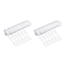 2X Flagpole Rope Clips String Flag Pole Hooks Kit 1/4 Inch 50 Ft Nylon Replacement Thick Wire Hang Flag Flagpoles Line