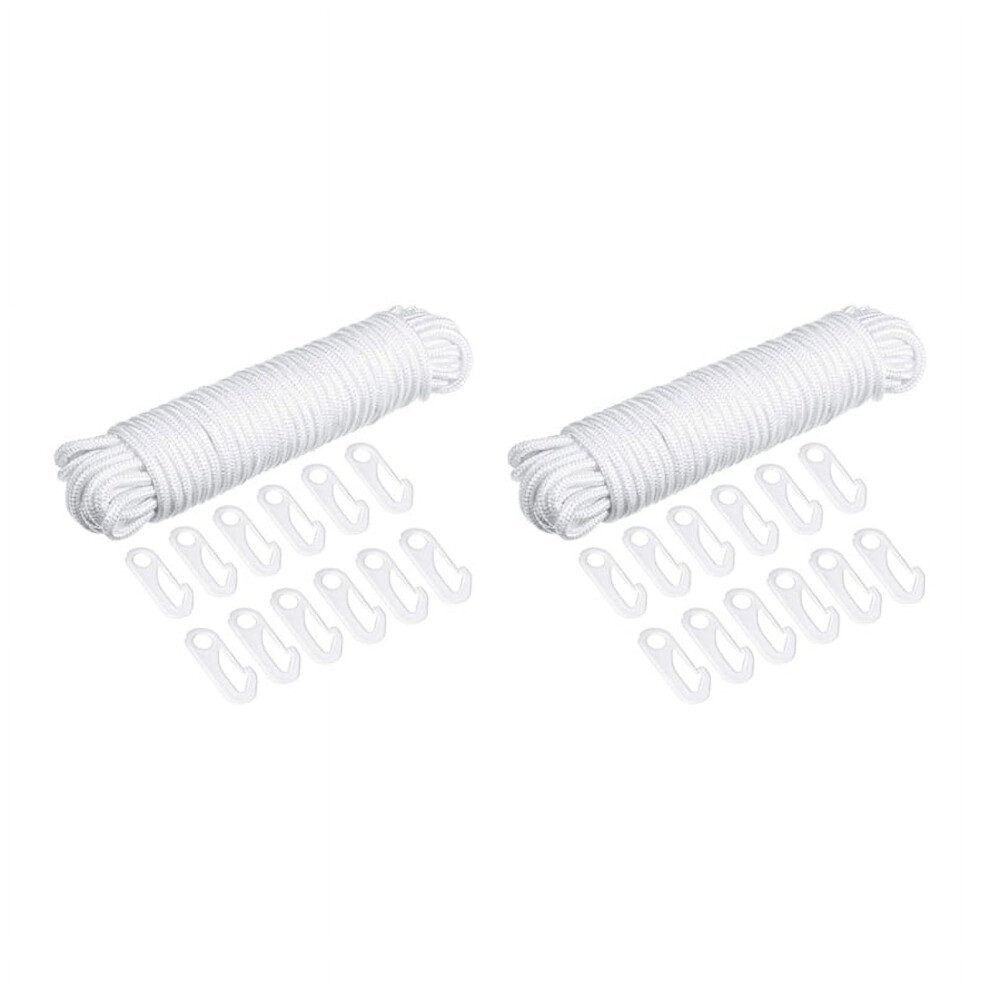 2X Flagpole Rope Clips String Flag Pole Hooks Kit 1/4 Inch 50 Ft Nylon Replacement Thick Wire Hang Flag Flagpoles Line 9083649917176