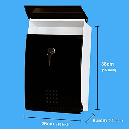 Wall Mounted Metal Mailbox with Lock, Rustproof Large Capacity Outdoor Mail Box White Dinosaur 1