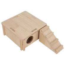 Hamster Wooden Hideout & Playhouse Natural Wooden Material with Ladder 20cm