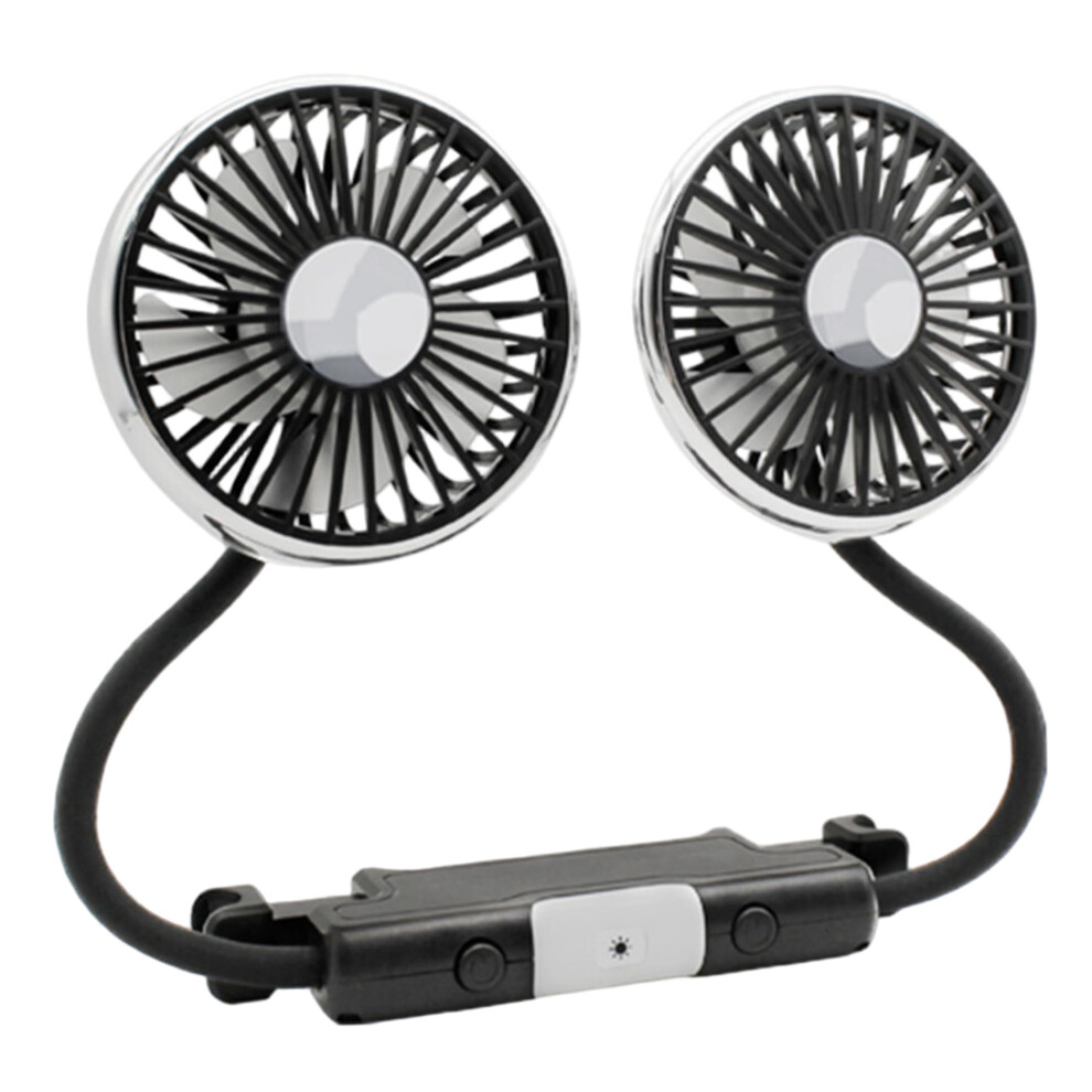 Usb Powered Dual Head Car Backseat Fan 360 Rotatable 3Speed With Led For Baby And Passengers Light 9113335007314