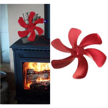 6 Blade Heat Powered Stove Fan Replacement – Aluminum Alloy, Quiet Fireplace Heating, Red 170x170mm
