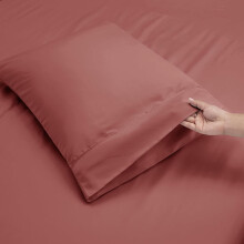 Ekstra dybt, split king size-lagensæt - passer til madrasser fra 18-24" - 6-delt sengesæt - Pink Clay - kompatibel med split king size-madrasser